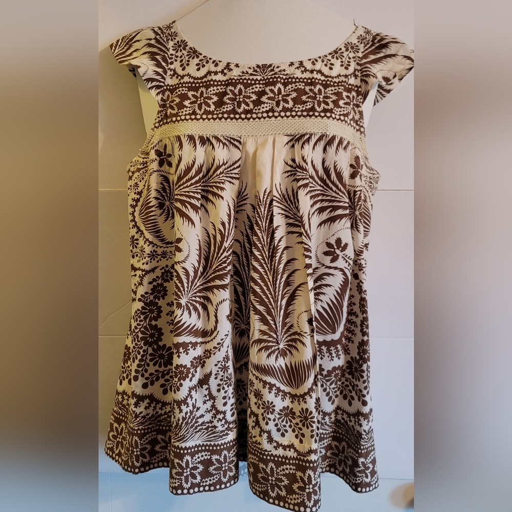 Plenty by Tracy Reese Trapeze Top, Size 12, Brown/Tan